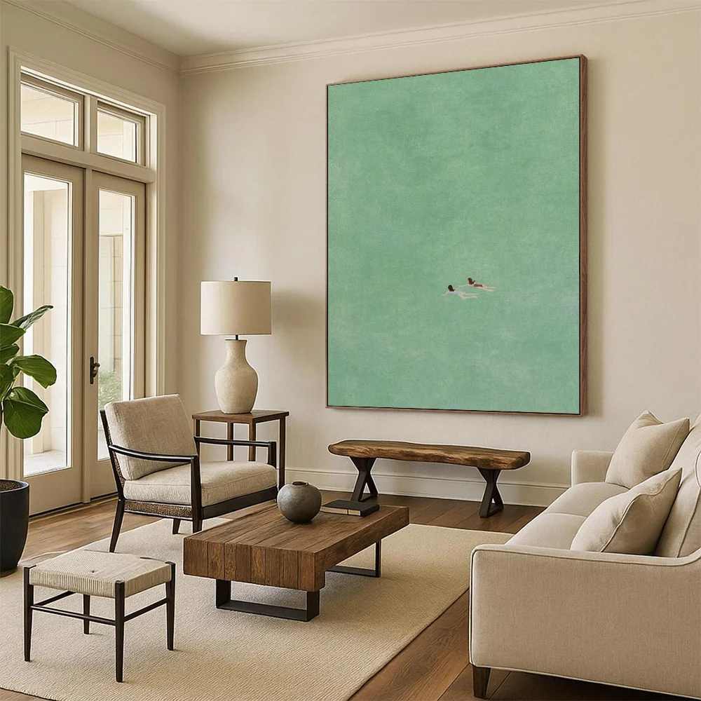 Natural Original Green Minimalist Wall Art JX6Q3